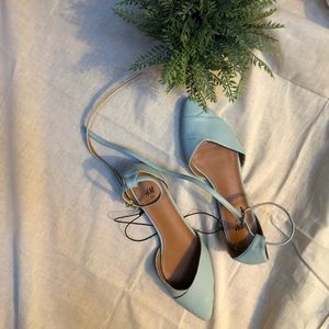 H&M Teal Sandals w/ Lace Up Strap